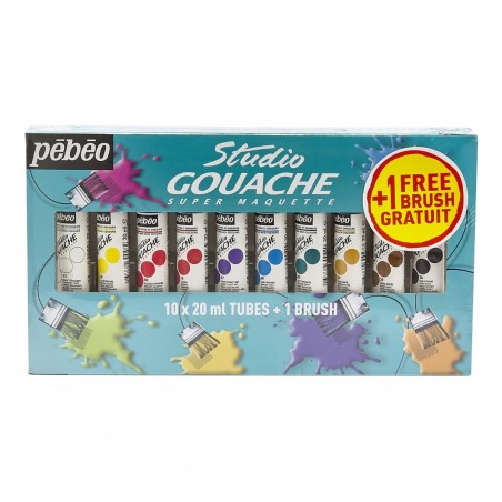 Gouache studio  10tubes 20ml avec pinceau