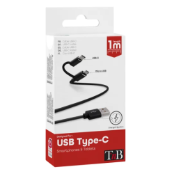 Câble USB vers Micro USB & USB-C 1 m - noir