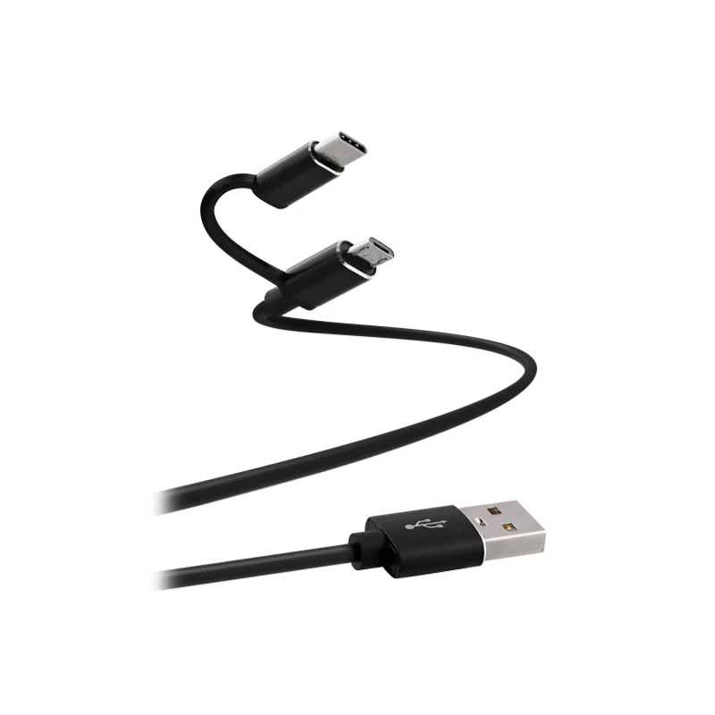 Câble USB vers Micro USB & USB-C 1 m - noir