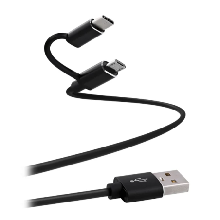 Câble USB vers Micro USB & USB-C 1 m - noir