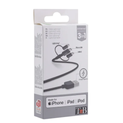 Câble de charge et synchronisation 3en1 micro USB+USB-C+Lightning(1.5