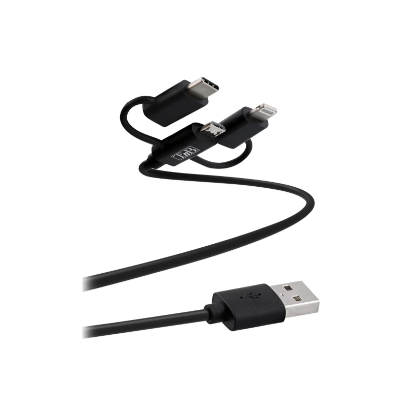 Câble de charge et synchronisation 3en1 micro USB+USB-C+Lightning(1.5