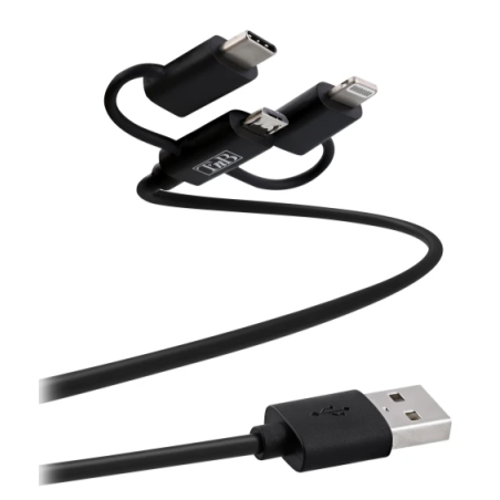 Câble de charge et synchronisation 3en1 micro USB+USB-C+Lightning(1.5