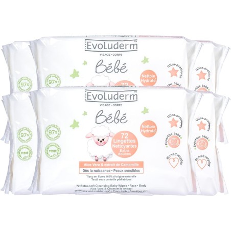 Lingettes bébé 72 pcs EVOLUDERM