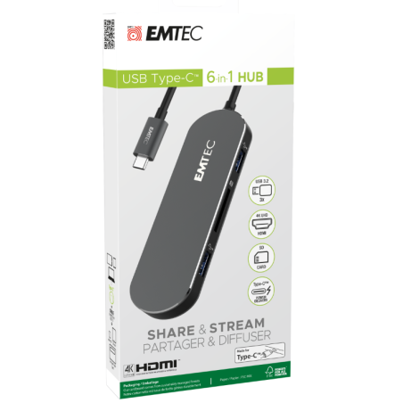Hub 6-in-1 Multimedia Type-C T650C EMTEC