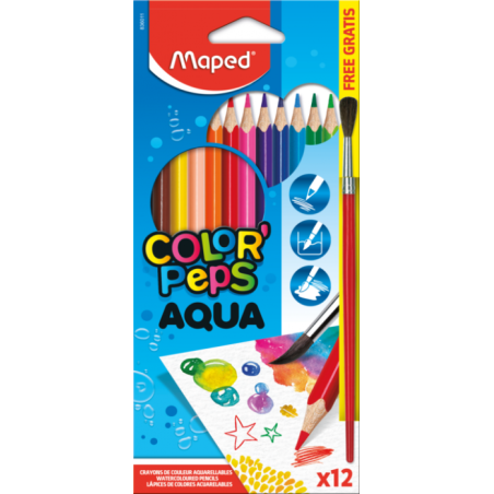 Aquarelles Color'Peps 12 couleurs + pinceau Maped
