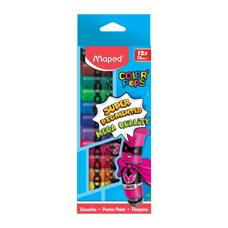 Gouache 12 tubes 12ml boîte en carton MAPED