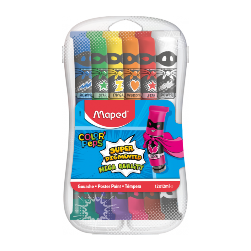Gouache 12 tubes 12ml boîte en plastique MAPED