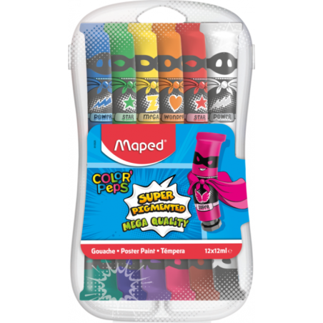 Gouache 12 tubes 12ml boîte en plastique MAPED