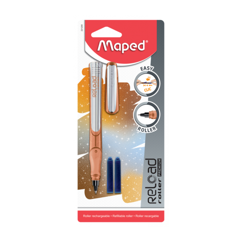 Stylo roller RELOAD GLITTER METAL blist de 3 Maped