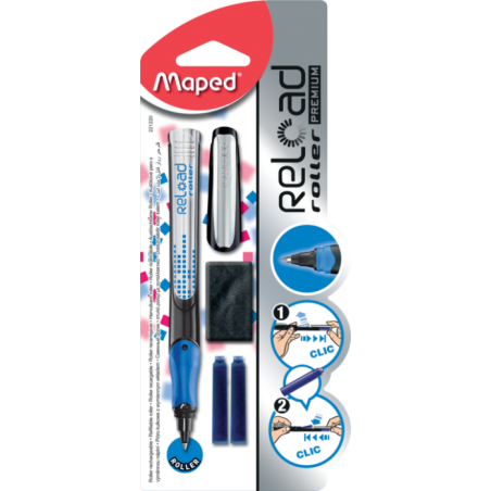 Stylo roller reload Premium Cap medium1+3 cartouches ss blister Maped