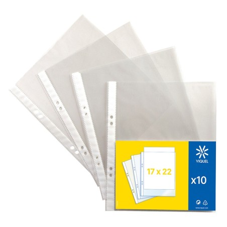 Pochette plast. perfo 17x22 (pqt de 10) Viquel