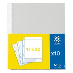 Pochette plast. perfo 17x22 (pqt de 10) Viquel