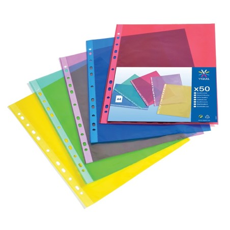 Pochette plast perforées A4 pqt de 50 bord renforcé 50 lisse Viquel