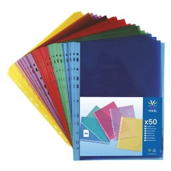 Pochette plast perforées A4 pqt de 50 bord renforcé 50 lisse Viquel