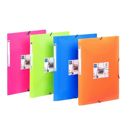 Chemise 3 rabats à élastique A4 Polypropylène - HAPPY FLUO PASTEL