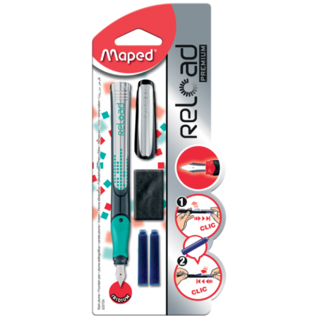 Stylo à plume reload Premium Teens medium1+3 cartouches s blister Maped