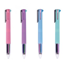 Stylo bille rétractable pte 1mm 5 couleurs Nordik Ass APLI