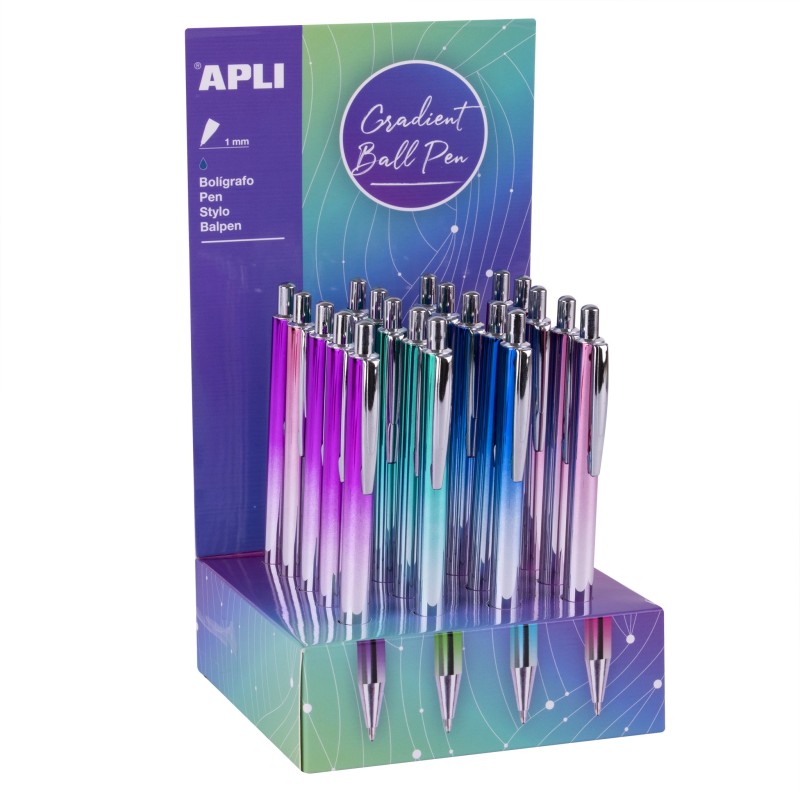 Stylo à bille rétractable pte 1 mm Gradient Ass APLI