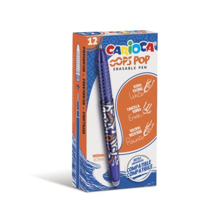 Stylo à bille effaçable Oops Pop Box 12pcs CARIOCA