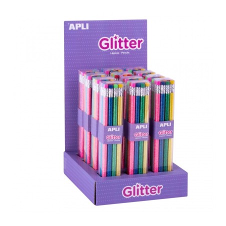 Crayon graphite HB Avec gomme Glitter Ass APLI