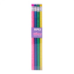 Crayon graphite HB Avec gomme Glitter Ass APLI