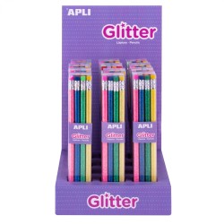 Crayon graphite HB Avec gomme Glitter Ass APLI