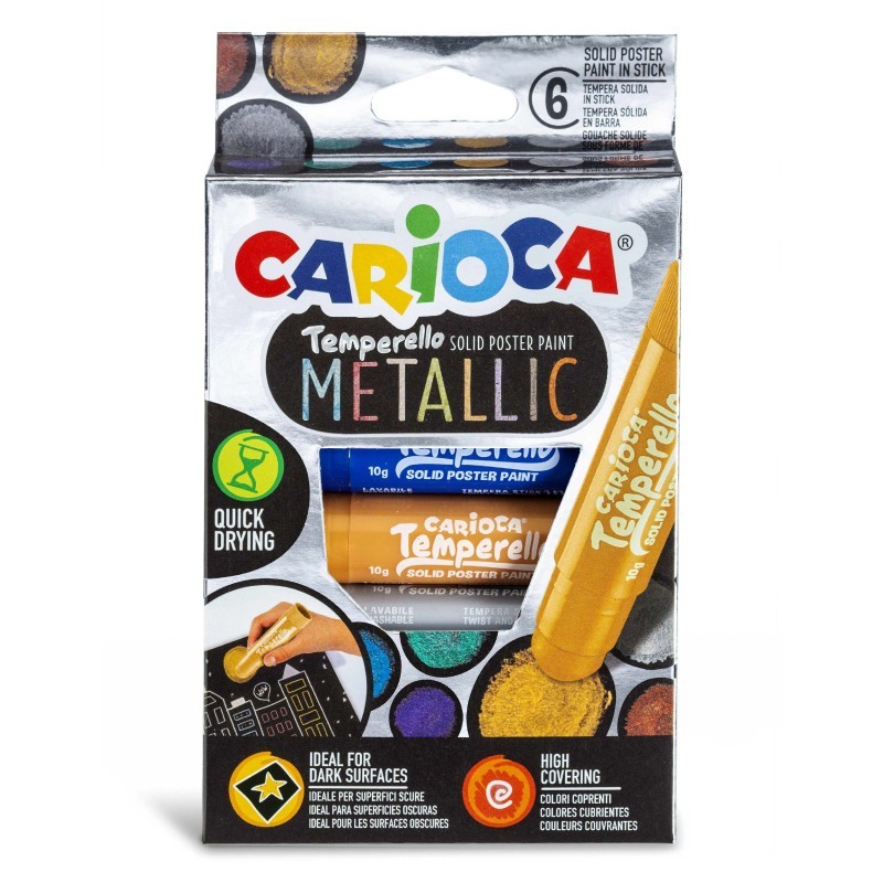 Crayon posterpaint 6 couleurs METALLIC twist Temperello Carioca