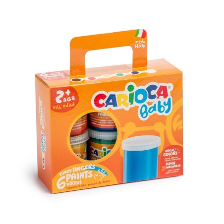 Peinture aux doigts 6 couleurs 80ml CARIOCA BABY