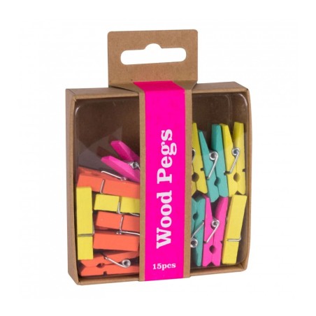 Pince clip en bois fluor collection bte de 15 APLI