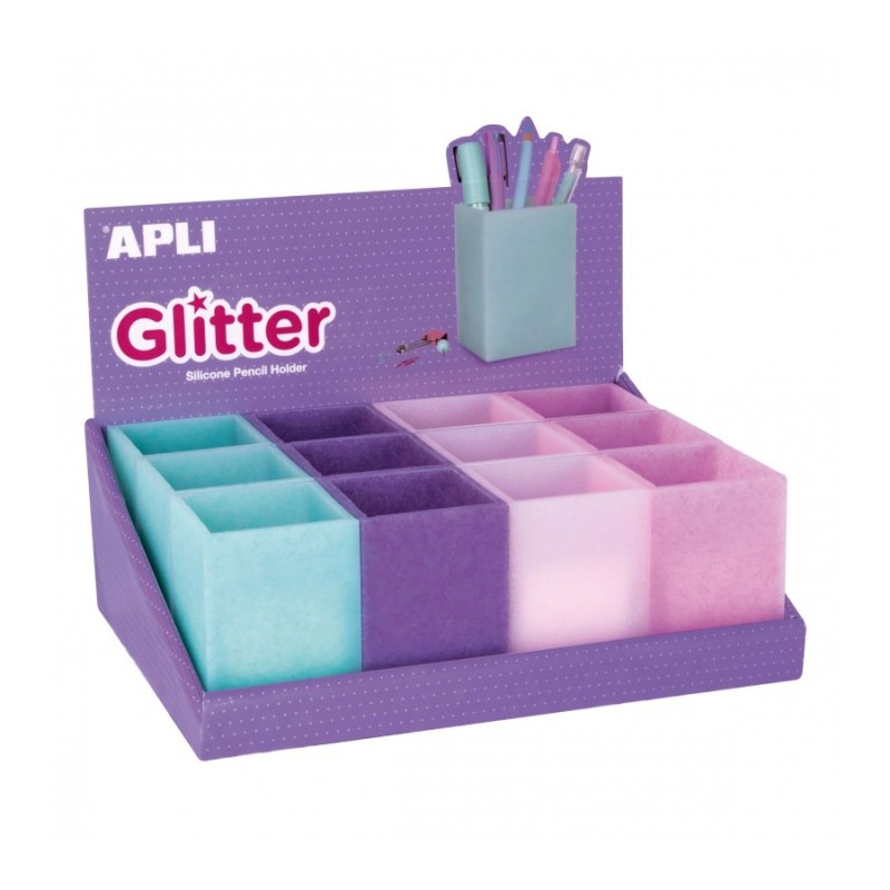 Pot à crayon glitter coul ass APLI
