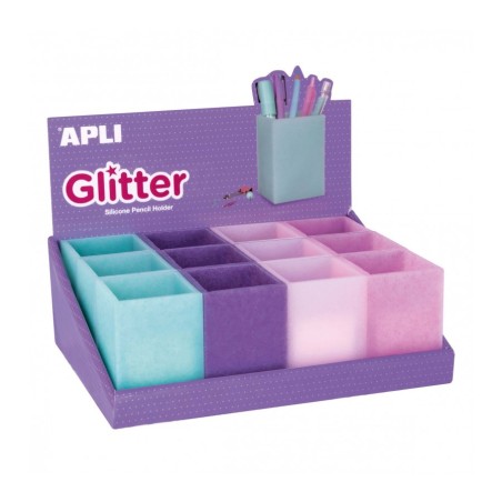 Pot à crayon glitter coul ass APLI