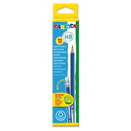 Crayon graphite HB avec gomme bte de 12 CARIOCA