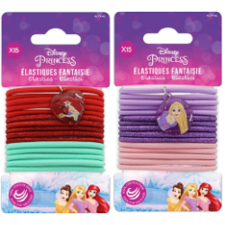 15 élastiques fantaisies Ariel & Raiponce 40741 Disney