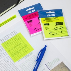 Bloc cube 76x76 mm ADHÉSIVES Fluo jaune 50flles Milan