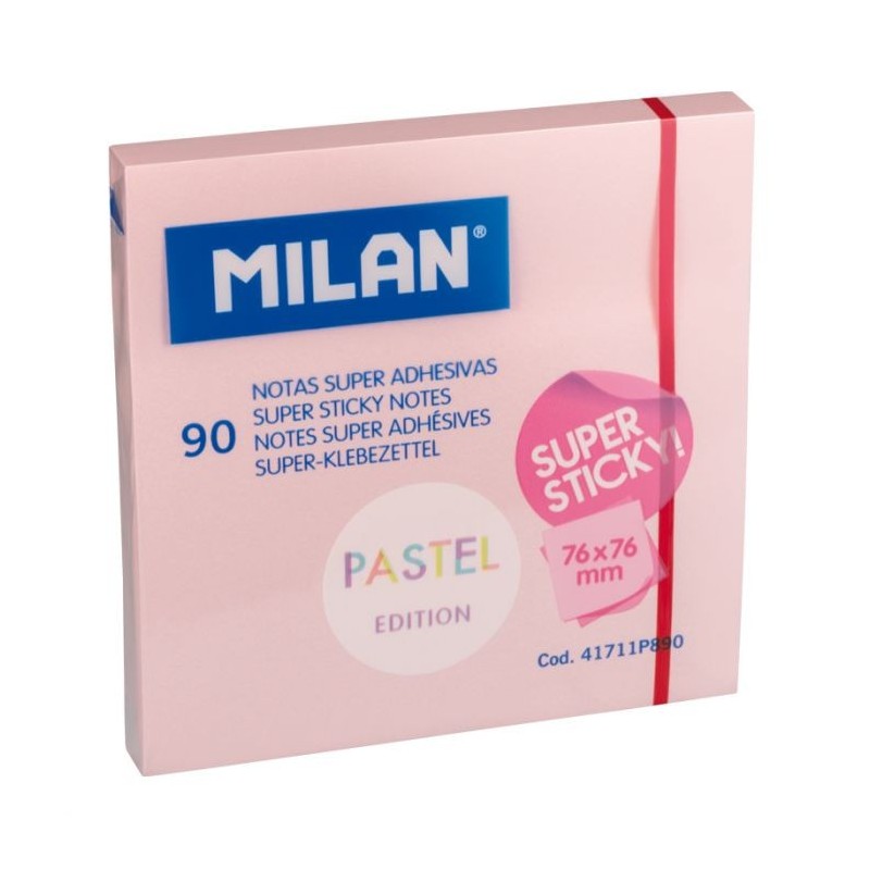 Bloc cube 76x76 mm ADHÉSIVES Pastel Rose 90flles Milan