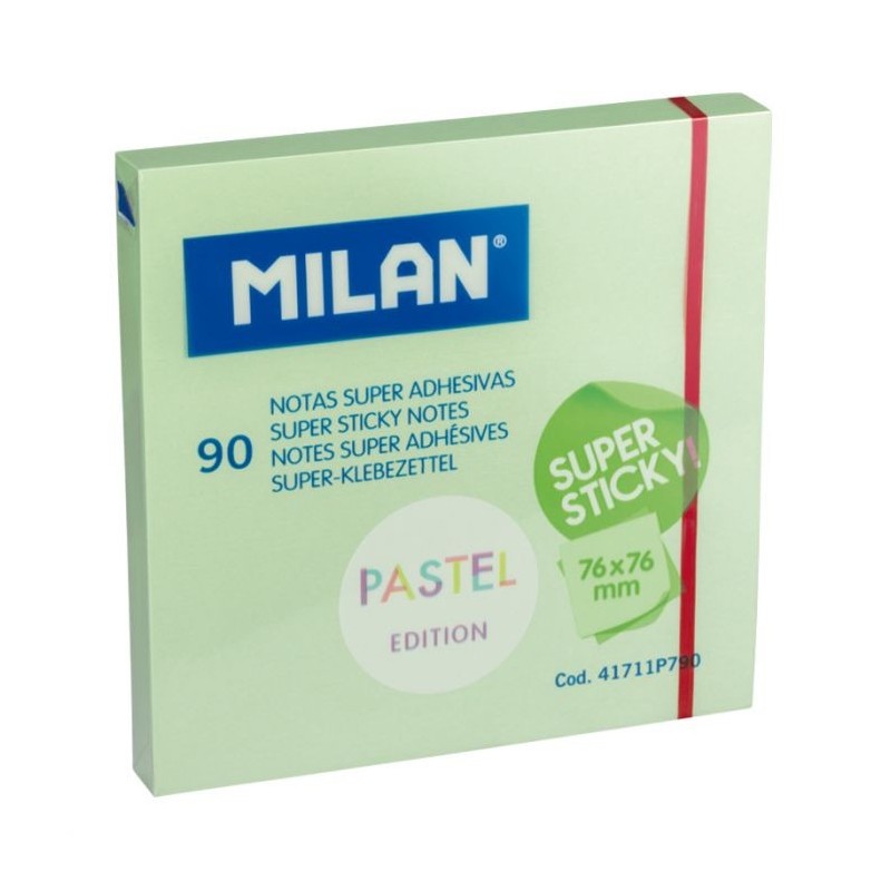 Bloc cube 76x76 mm ADHÉSIVES Pastel Vert 90flles Milan