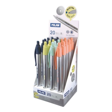 Stylo à bille rétractable P1 Silver bleu Milan