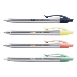 Stylo à bille rétractable P1 Silver bleu Milan