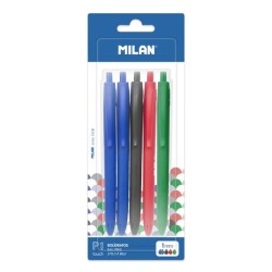 Stylo à bille rétractable  P1 touch SS blister (2B, 1N, 1R et 1V) MILAN