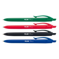 Stylo à bille rétractable  P1 touch SS blister (2B, 1N, 1R et 1V) MILAN
