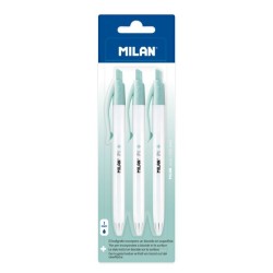 Stylos à bille P1 corps vert, encre bleu, Blister 3 MILAN