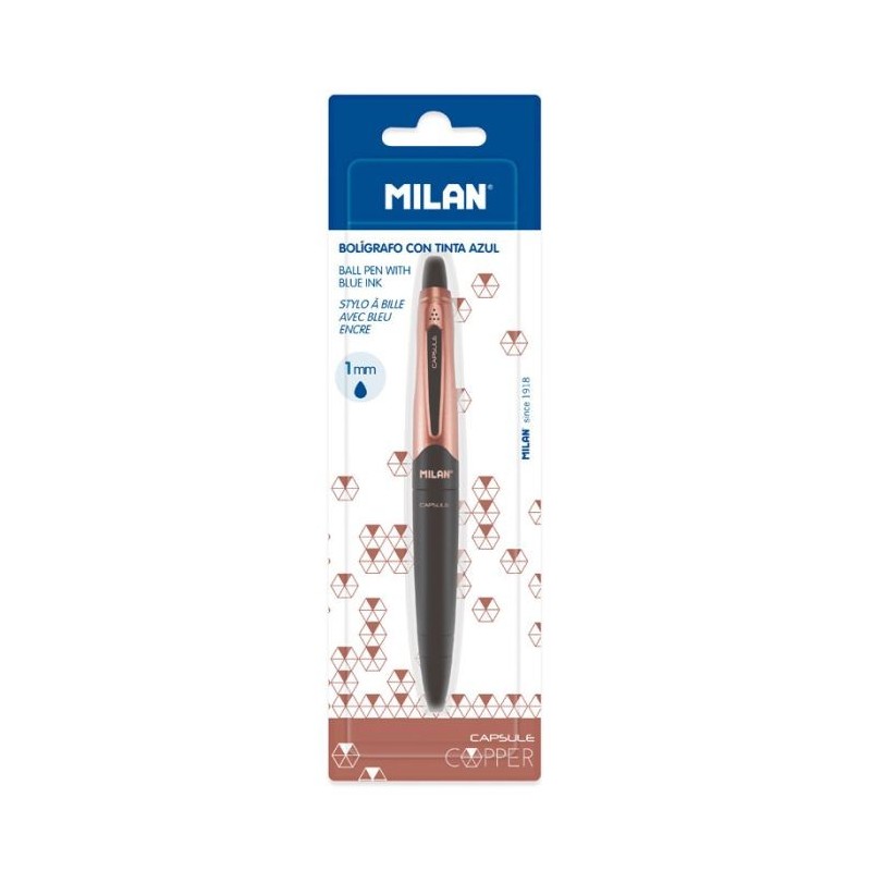 Stylo à bille rétractable pte 1mm CAPSULE COOPER ss blister MILAN