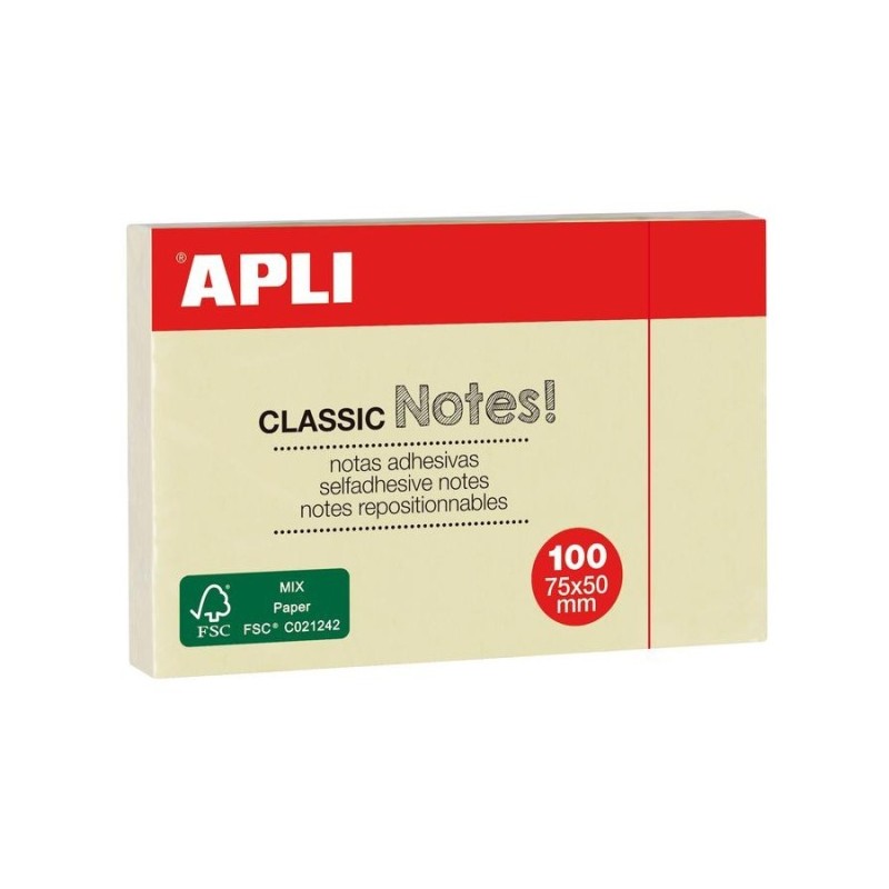 Post it 50x75 jaune Apli