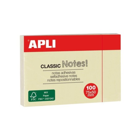 Post it 50x75 jaune Apli