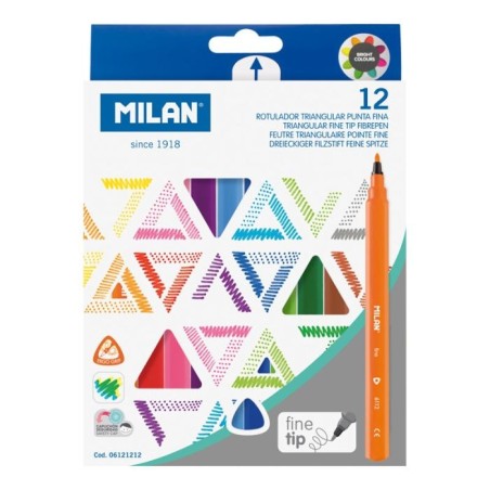 Feutre 12 couleurs fine triangulaire MILAN