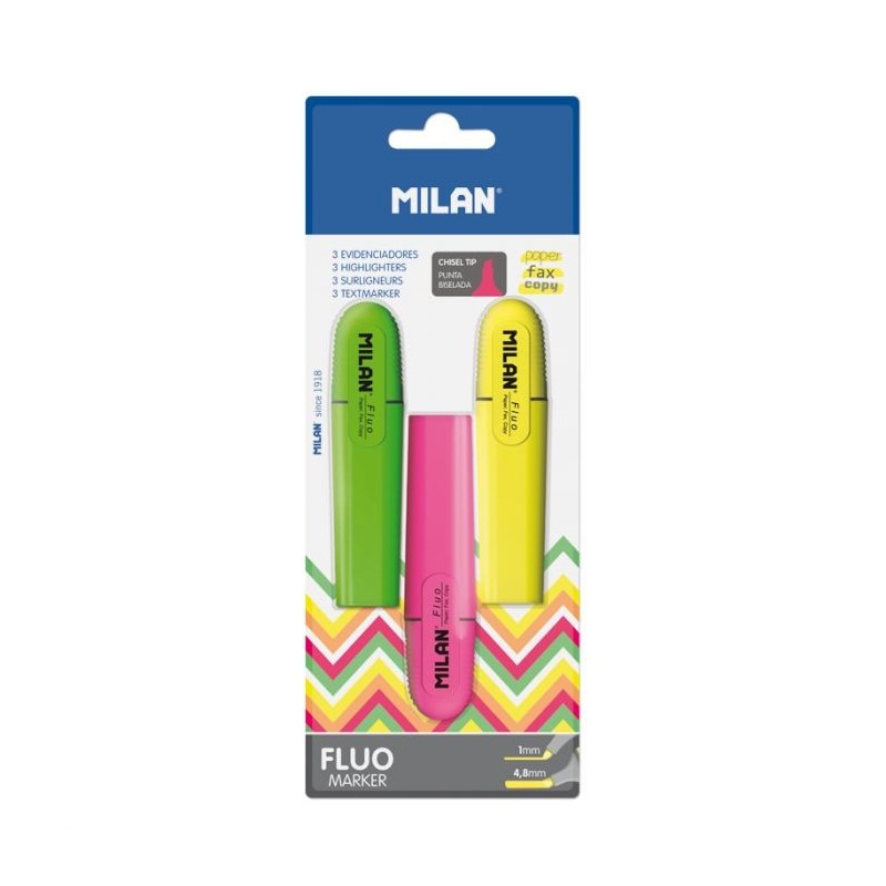 Surligneur pochette de 3 fluo MILAN