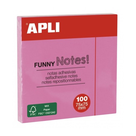 Post it 75x75 100 flles couleur Rose Pastel APLI
