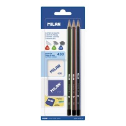 Crayons graphite blister de 3 (HB-B-2B)+TC+ gomme 430
