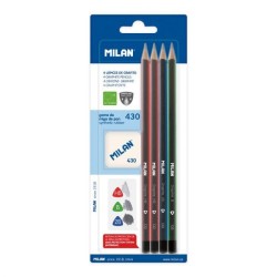 Crayon graphite blister de 3 (B/2B/HB)+gomme 430 MILAN